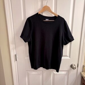 Lands' End Black Crew Neck Short Sleeve Performance Sweater 1X